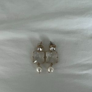J Crew Square Gem & Pearl Drop Earrings